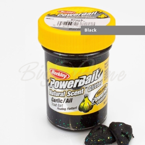 Паста BERKLEY Powerbait Natural Scent Glitter Troutbait 50 г аттр. чеснок цв. чёрный фото 1