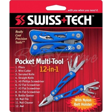 Мультитул SWISS TECH Pocket Multi Tool 12-in-1 цв. Синий фото 1