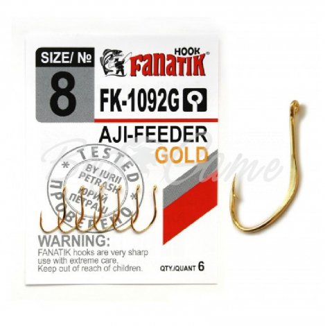 Крючок одинарный FANATIK FK-1092 AJI-Feeder Gold № 8 (6 шт.) фото 1