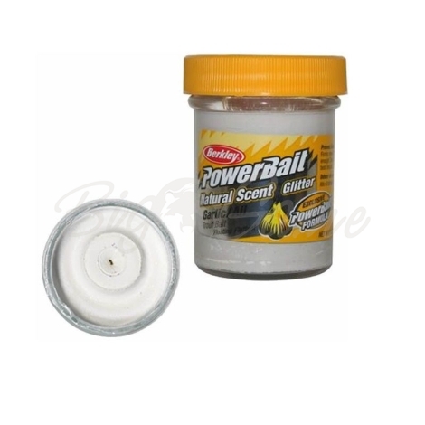 Паста BERKLEY Powerbait Natural Scent Glitter Troutbait 50 г аттр. чеснок цв. белый фото 1