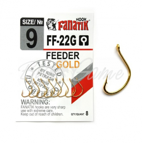 Крючок одинарный FANATIK FF-22 Feeder Gold № 9 (8 шт.) фото 1