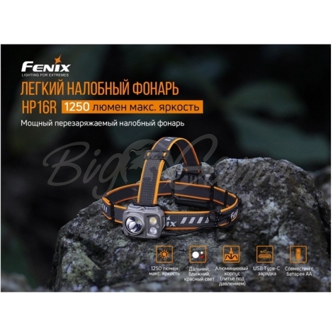 Фонарь налобный FENIX HP16R цвет черный фото 6