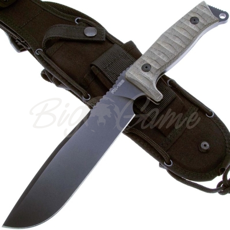 Нож с фиксированным клинком FOX KNIVES Combat Jungle сталь Bohler N690Co рукоять Микарта цв. Зеленый фото 2