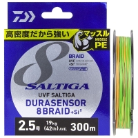 Плетенка DAIWA UVF Saltiga Dura Sensor 8Braid + Si2 многоцветная 300 м #2,5