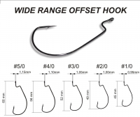 Крючок офсетный CRAZY FISH Wide Range Offset Hook № 1/0 (200 шт.)