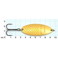 Блесна колеблющаяся РЫБОЛОВ-ОЛТА Черноспинка 15 г тройник Mustad №1 цв. матовое золото превью 4